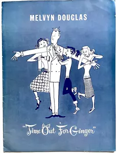 RARE "TIME OUT FOR GINGER" MELVYN DOUGLAS 1954 SOUVENIR THEATRE PROGRAM & TICKET - Picture 1 of 2