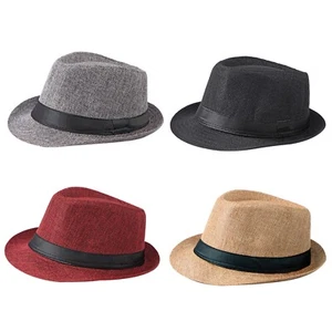 Breathable Short Brim Fedora Classic Summer Beach Sun Hat Panama Cap Men Women - Picture 1 of 20