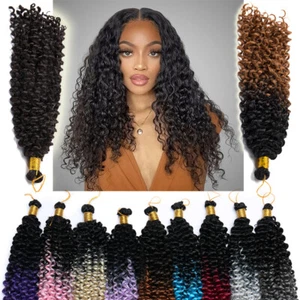 Water Wave Hair Kinky Bulk Crochet Braiding Marley Braids Black Women 1/3/5Packs - Picture 1 of 41