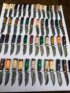 LOT OF 50 6inch HANDMADE DAMASCUS STEEL SKINER KNIFE WOOD HANDLE W/SHEATH 1 - Bild 1 von 4
