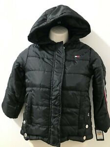 Tommy Hilfiger Girls Black Sz (6X) Hoodied Puffer Jacket $100 NWT #61FG6008-001