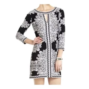 BCBGMAXAZRIA mini print black keyhole dress Y2K style - Picture 1 of 5
