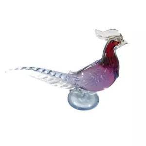 Seguso Murano lila blau Gold Flocke Fasan Vogel Glasskulptur 11,75" lang - Bild 1 von 7