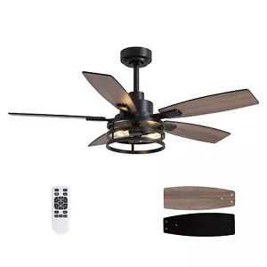 46 Inch Ceiling Fans with Lights and Remote Control, Farmhouse Ceiling Fan fo... - Picture 1 of 8