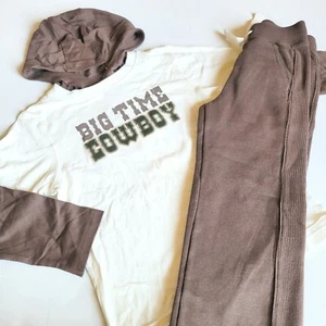 Gymboree sz 4 Rodeo Cowboys Hoodie Tee Shirt Brown Fleece Pants Set Vintage NWT - Picture 1 of 4