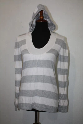 Banana Republic Talla S Rosa Pálido Gris Rayas Anchas Ligero Sudadera con Capucha Manga Larga Foto 1 de 4