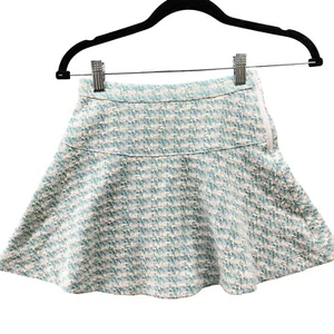 Crewcuts Tweed Mini Skirt Girls Size 8 Blue Teal Ivory Flare Elegant - Picture 1 of 7