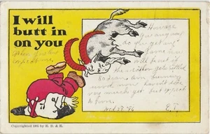 Postcard I Will Butt in On You Comic Animal Goat Undivided Posted Potsdam 1906 - Picture 1 of 2