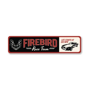 Letrero de metal de decoración vintage Firebird Race Team Pontiac - Imagen 1 de 4