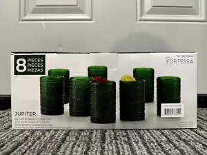 Juego de 8 vasos de bebida Fortessa Jupiter 13 oz diseño con cuentas VERDE NUEVO con CAJA - Imagen 1 de 7