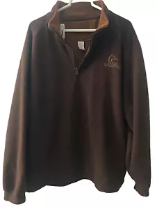 Ducks Unlimited Embroidered Logo Fleece Sweatshirt 1/4 Zip, Men's 2XL, Brown - Picture 1 of 6