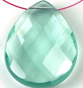 40mm Aqua Blue Glass Quartz Faceted Teardrop Pendant Bead - Picture 1 of 3