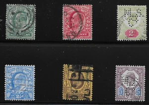 Great Britain Scott #127-28, 130-32 & 134, Singles 1902-11 FVF Used - Picture 1 of 1