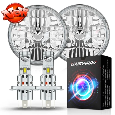 FIT Mercedes Benz 240D 300D 220D 300TD 280 7Inch Round LED Headlights Hi/Lo H4 - Image 1 of 4