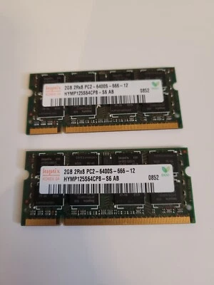 TWO HYMP125S64CP8-S6-AB Hynix 2GB PC2-6400 DDR2-800MHz non-ECC Unbuffered CL6 20 - Image 1 of 2