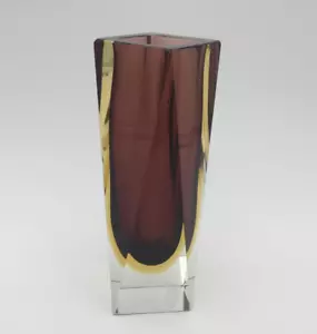 Murano Vase Poli sommerso - cognac-gelb facettiert - Bild 1 von 7