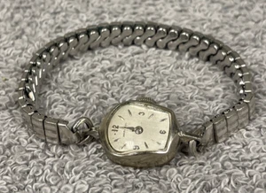 Vintage 10K Gold Filled Hamilton Ladies Silver Dainty Watch - Picture 1 of 11