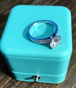2Ct Round Cut White CZ Engagement Ring 14K White Gold Finish - Picture 1 of 9