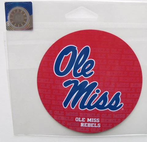 NCAA 1 Pair Ole Miss Rebels Magnets 4" Diameter Cover