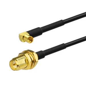 RF pigtail RP SMA Female bulkhead to MMCX Jack right angle cable RG174 15cm WiFi - Picture 1 of 4