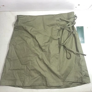 Falda para mujer mini envolvente frontal verde oliva talla XS Wild Fable nueva con etiquetas cremallera - Imagen 1 de 8