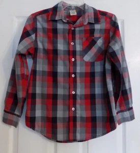 Camisa para niños Faded Glory roja gris negra a cuadros talla 10-12 con botones manga larga - Imagen 1 de 5