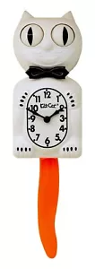 Limited Edition White Kit-Cat Klock Black Bow Tie and Orange Tail Clock - Picture 1 of 1