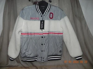Women's M The Wild Collective Grey Ohio State Buckeyes Button-Up Lined Jacket - Picture 1 of 4