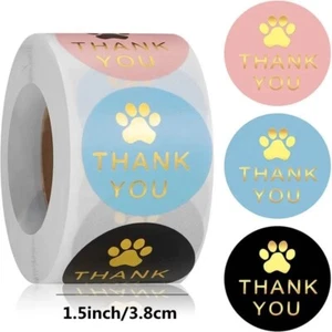500PCS 1.5”Round Dog Paw Print “THANK-YOU” ENVELOPE SEALS LABELS STICKERS - Picture 1 of 7