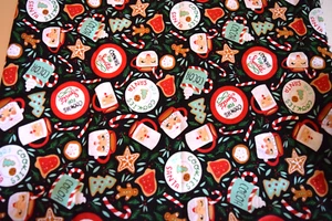 28" x 44" Cookies for Santa Fabric Cotton Christmas decor - Picture 1 of 1