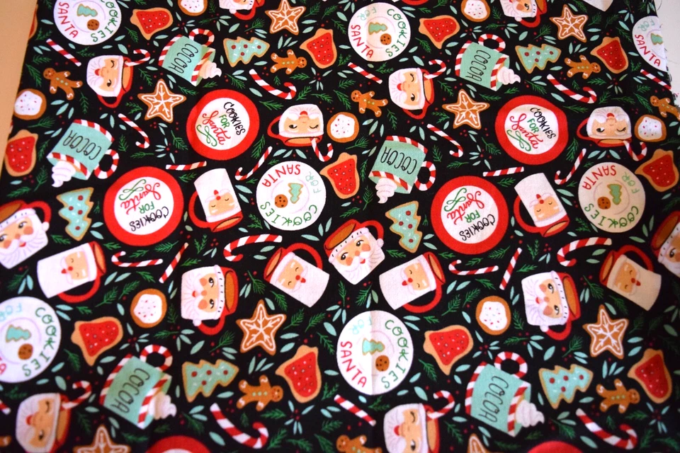 28" x 44"  Cookies for Santa Fabric Cotton Christmas  decor - Image 1 of 1