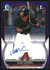 2023 Bowman Chrome Prospect Autograph Purple Refractor #CPAJCL Juan Corniel /250