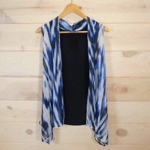 Travelers by Chico’s Women’s Size 1 M Vest Blue Streaked Open Front Stretch - Picture 1 of 6