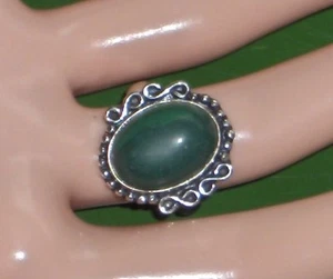 SIZE 8 MALACHITE SOLID 925 SILVER CASUAL RING SIZE 8, JUST FOR YOU - Picture 1 of 2