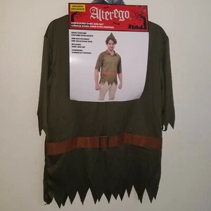 NEW Robin Hood Adult Costume OS Green Shirt Hat Alter Ego Halloween Renaissance - Picture 1 of 8
