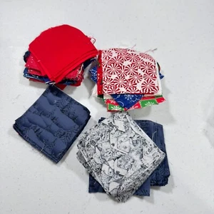 vintage fabric quilting pre cut square red blue cotton 8 oz - Picture 1 of 9
