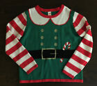 Holiday Time Womens Elf Outfit Sweater Size L 12-14 Ugly Christmas Green Red 