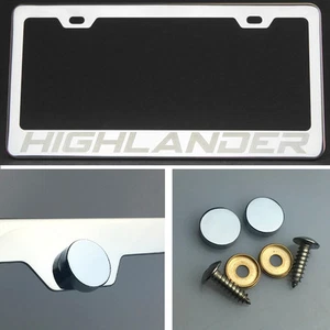 Highlander Laser Engraved Stainless Steel License Plate Frame Chrome w/Screw Cap - Picture 1 of 12