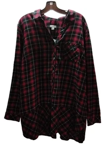 Women's XL J Jill Long Sleeve Tunic Shirt Blouse, Red & Black Plaid, NWT - Picture 1 of 16