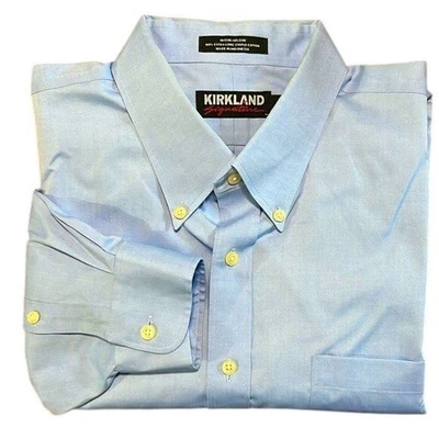 Kirkland Signature Mens Dress Shirt Non-Iron Collared Long Sleeve 18/35 Lt Blue - Image 1 of 4