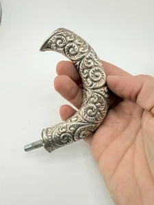 Antiguo mango floral de plata de ley con mango de bastón - Imagen 1 de 11