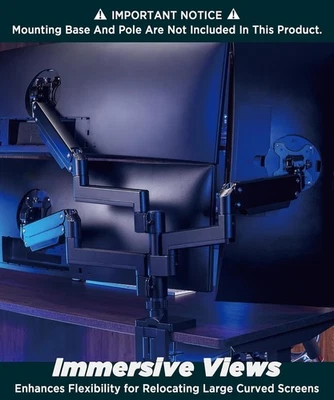 ULTRARM Triple Heavy Duty Monitor Arm for Ultrawide Monitors up to 57" and 44lbs - Image 1 of 4