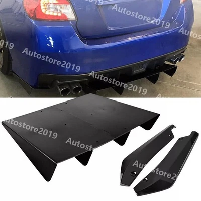 For Volvo 60s 90s Rear Bumper Lip Diffuser Spoiler Splitter 4 Fin + Rear Spats Foto 1 de 4