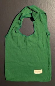 Borsa donna Donni doppio manico aperto maglia tote bag borsetta cotone verde 14x12" - Foto 1 di 8