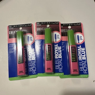 Maybelline Great Lash моющаяся тушь для ресниц - королевский синий #104 - упаковка из 3 подлинных - Изображение 1 из 3