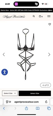 Agent Provocateur Ozella Black PVC Playsuit With Leash Sz 4 NWT $490 - Image 1 of 4