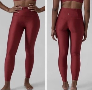 Athleta Elation Shine Tight Leggings Lustre Finish Size M Red - Picture 1 of 10