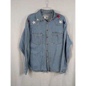 Camicia vintage Jake Stewart ricamata stelle e stivali denim con bottoni taglia media - Foto 1 di 16