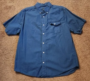 Vintage Woolrich Mens Large Button Up Short Sleeve Shirt Blue/Teal Casual - Picture 1 of 3