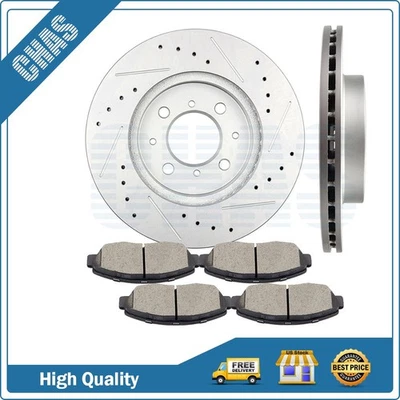 Pastilhas e rotores de cerâmica de freio dianteiro para Honda Civic 1996-2005 com fenda perfurada - Imagem 1 de 4